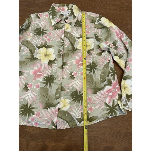 Pendleton Cardigan Women's 8 Floral Grandma Core Silk Blend Button Up Tropical - Picture 5 of 10